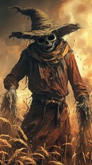 Fototapeta premium Dark Scarecrow: Halloween Horror Fantasy Art