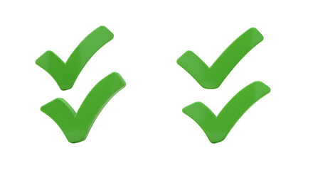 Green Check Marks Approval Symbol on White Background