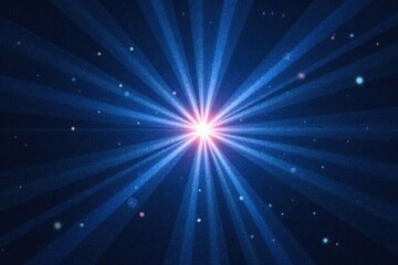 Fototapeta premium Deep blue radial burst, glowing star; vibrant center , vivid, twinkle