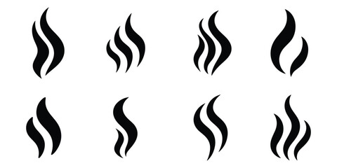 Collection of Coffee Tea Soup Smoke Fume Logo Element vector on white background 