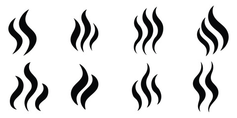 Collection of Coffee Tea Soup Smoke Fume Logo Element vector on white background 