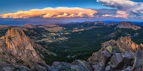 Obraz premium Mountain vista at sunset (1)