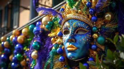 Dazzling Mardi Gras Mask Ornament Extravaganza Festive Celebration and Shimmering Decorations