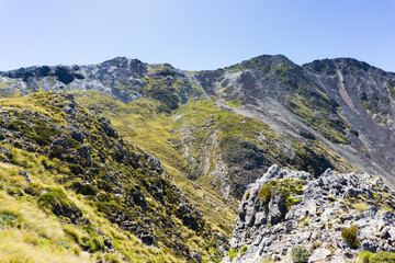 ニュージーランドのリッチモンド山脈の岩山