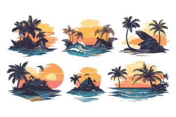 tropical island with palm trees