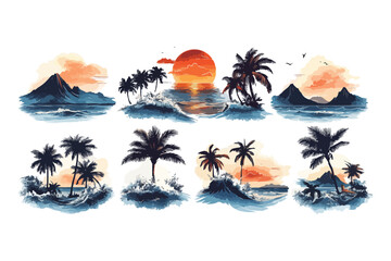 tropical island vector illustration