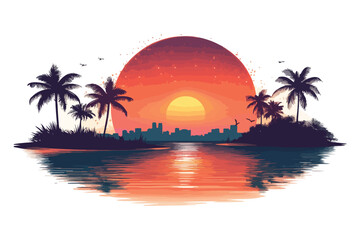 tropical island with palm trees