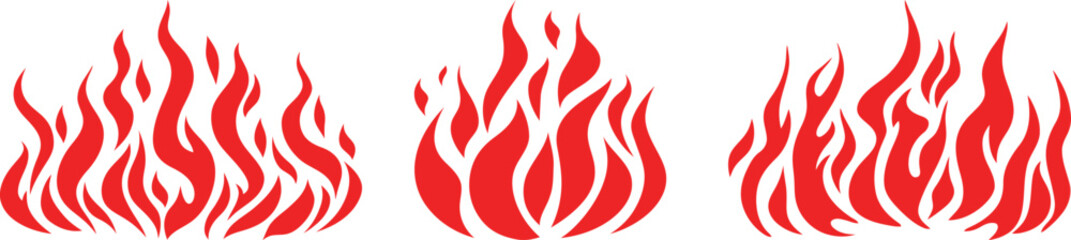 fire flames flat collection. Fiery fire, bright fireball, hot flames and red hot bonfire, bonfire, red fiery flames isolated vector illustration. Animated shapes and squares. Render sprite of fire 
