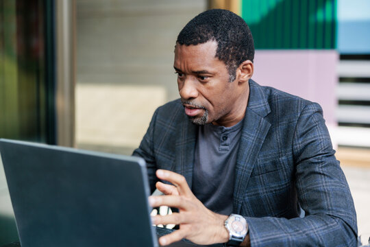 Corporate manager in the middle of a zoom call