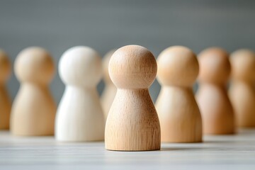 wooden figurines representing people.