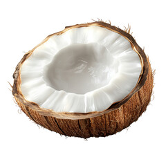 single coconut slice isolated on transparent background.