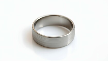 Silver Metal Ring on White Background Close Up Minimalist Jewelry