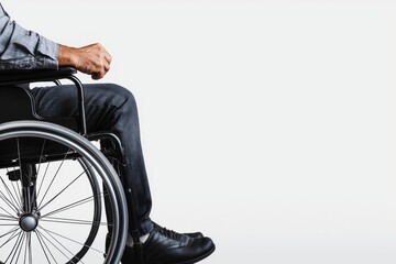 Obraz premium A close-up of a person sitting in a wheelchair, showcasing mobility and independence