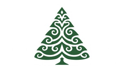 Obraz premium modern green christmas tree outline