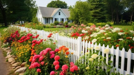 Fototapeta premium garden white farm fence