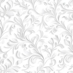 Monochromatic Floral Pattern with Intricate Swirls and Leaves
