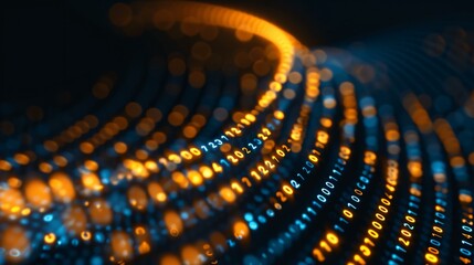 Fototapeta premium A sophisticated digital data system showcases layered encryption and a continuous secure stream, ensuring maximum cybersecurity.