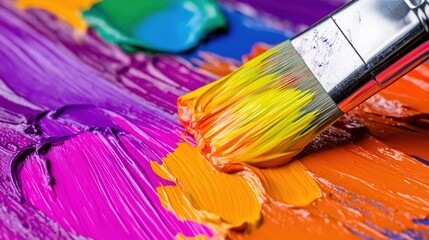 Fototapeta premium Bright Colors on Paint Texture Close-Up