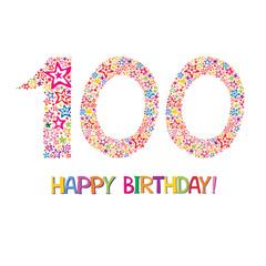 Happy birthday card. Celebration background with number hundred  and place for your text. Vector illustration 