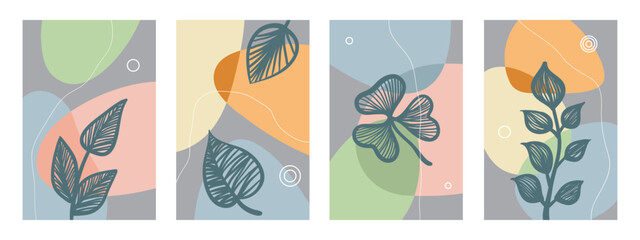 Creative minimalist hand draw Abstract art background. Modern aesthetic illustrations. Bohemian style Collection of contemporary artistic Design for wall decoration, postcard, poster, brochure