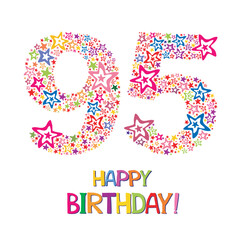 Happy birthday card. Celebration background with number ninety five and place for your text. Vector illustration 