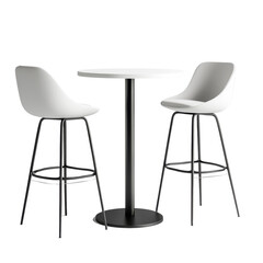 Elegant white table with two matching chairs perfect for a cozy dining or relaxing space in any home environment isolated white background
