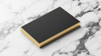 Elegant Black Box with Gold Edging on a Luxurious Marble Background for Modern Decor and Gift Presentation