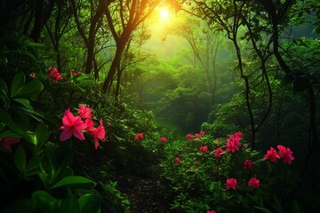 A macro shot of an intricate spider web covered in morning dew in nature.
