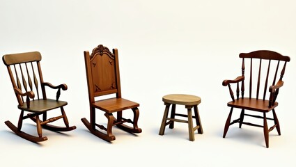 Wooden Rocking Chairs Child s Chair and Stool Set Rustic Home Decor