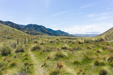 ニュージーランド「テアラロア」のトレイルと山岳風景