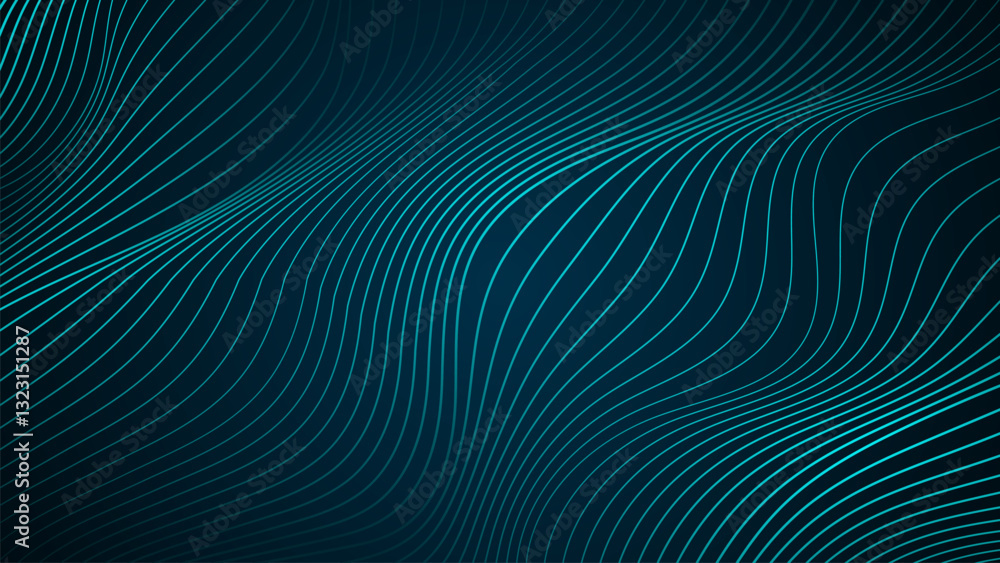 Wall mural a dark background with wavy lines arranged in an intricate manner looks dimensional.
