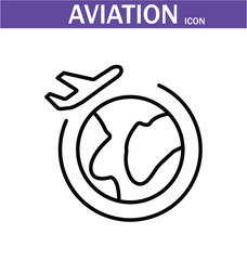 aviation outline icon. Editable stroke. Vector illustration. EPS 10.