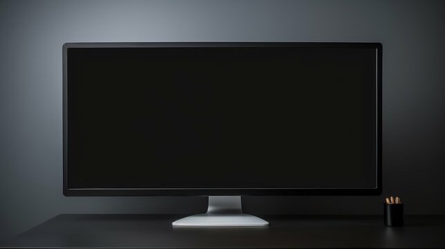 desktop computer screen on black