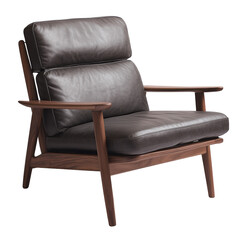 Fototapeta premium Luxurious leather chair offering ultimate comfort and style for enhancing interior spaces in homes and work environments isolated white background