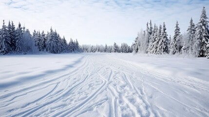 Fototapeta premium crisp tire tracks road