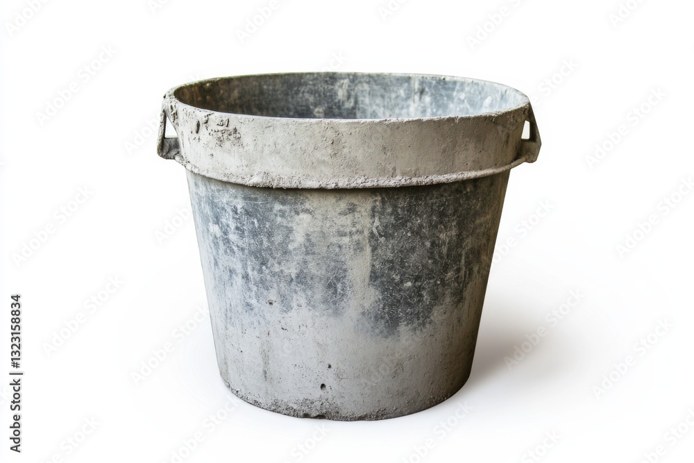 Poster high-quality concrete bucket isolated on white background with realistic lighting and sharp details