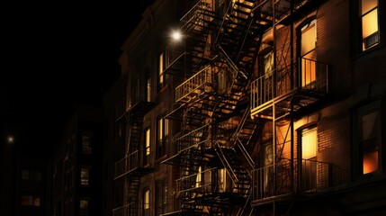 Obraz premium historic fire escape night