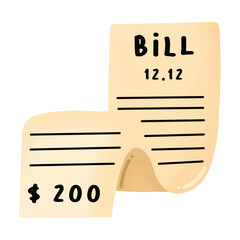 Shopping Bill Illustration Icon Single