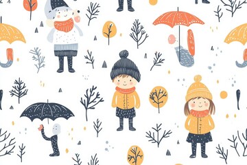 Hand drawn seamless pattern with decorative kid isolated.  sketch background surface textures illustration used for wallpaper eps10