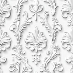 Fototapeta premium White Ornate Floral Pattern