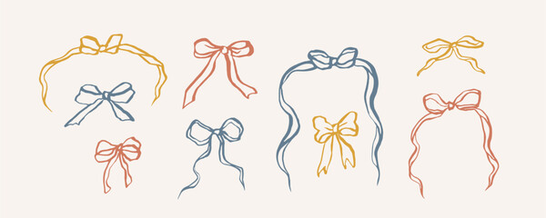 Obraz premium Hand drawn retro ink bows collection