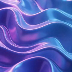 Naklejka premium Futuristic liquid texture with iridescent blue and purple reflections. Abstract waves create a mesmerizing, fluid-like pattern, perfect for backgrounds, design elements, or digital art concepts.