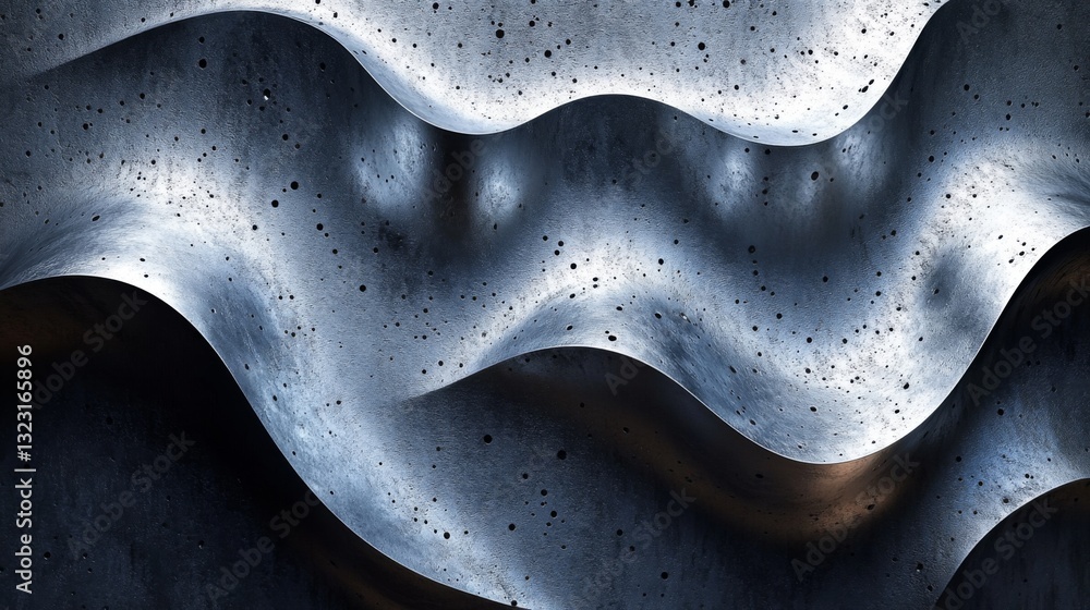 Aufkleber A detailed view of a wavy metallic surface reflecting light, highlighting smooth curves and textures.