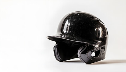 One black baseball helmet on a white background