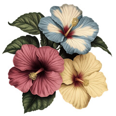 Obraz premium illustration of hibiscus flowers isolated on a transparent background