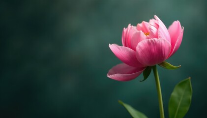 Fototapeta premium Solitary peony in a quiet and serene atmosphere, peonies, isolated, soft