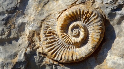 Detailed Fossil Imprint in Rock with Textural Features Highlighted