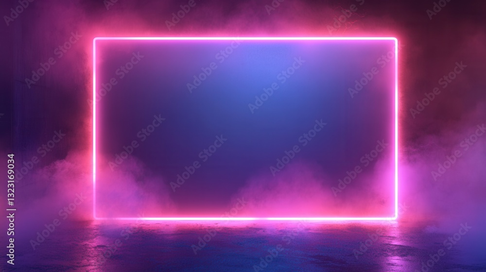 Aufkleber vibrant neon frame with misty background for dynamic visual presentations and modern designs