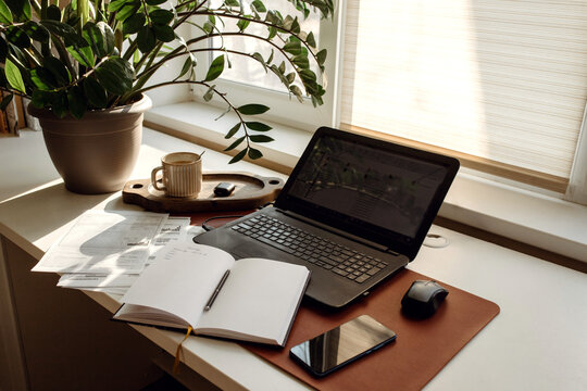 Still life with financial documents for paying utility bills.