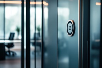 A close-up of a company's logo on a modern office building, showcasing brand identity and corporate presence.